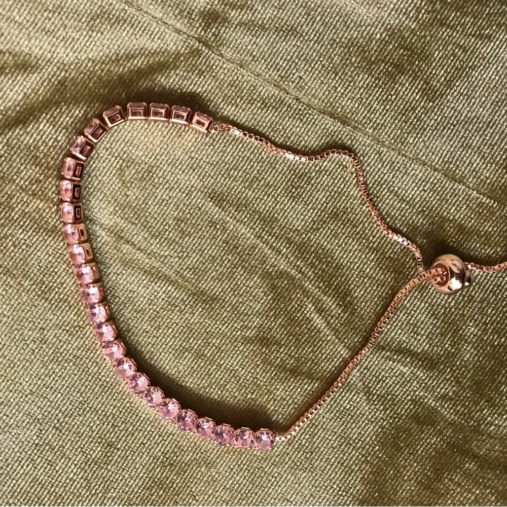 NWOT Barbicore Pink Zircon Rose Gold Tennis Bracelet - Picture 10 of 10